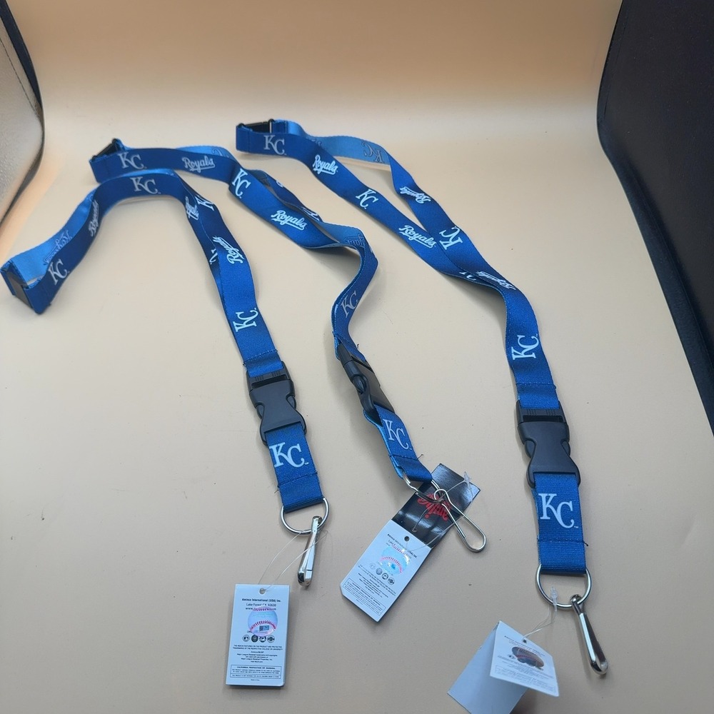 (3) Aminco Kansas City Royals Lanyard Royal Blue Logo Size 3-Pack